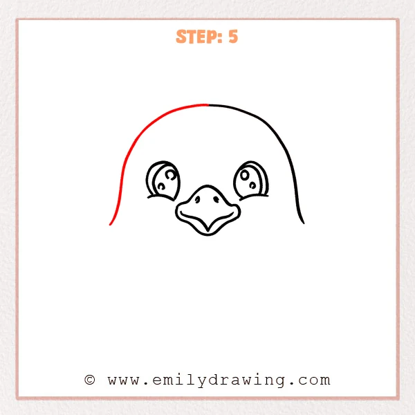 how to draw an eagle head - The eagle head outline is now complete on both sides, framing the eyes and beak.